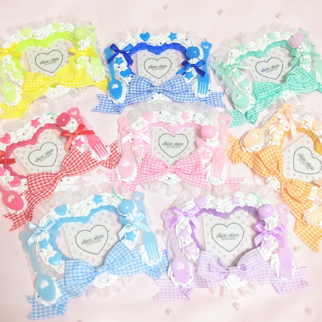 【B7 L版 】ホイップデコ ハートケーキ さくらんぼ 黄色 リボン 硬質ケース