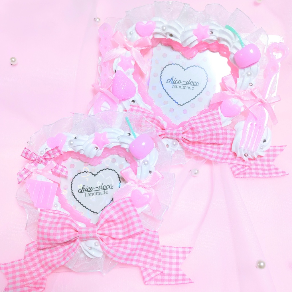 【B8 トレカ】ホイップデコ ハートケーキ ピンク リボン 硬質ケース