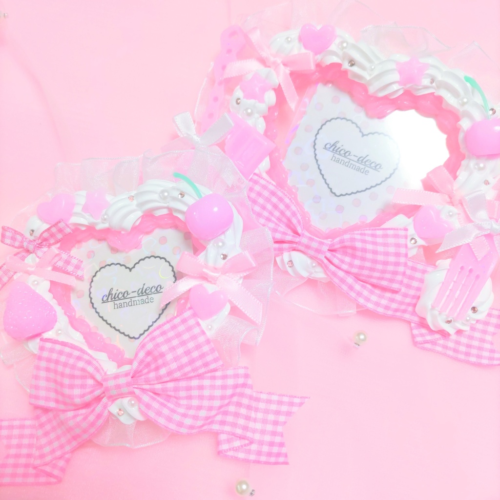 【B8 トレカ】ホイップデコ ハートケーキ ピンク リボン 硬質ケース