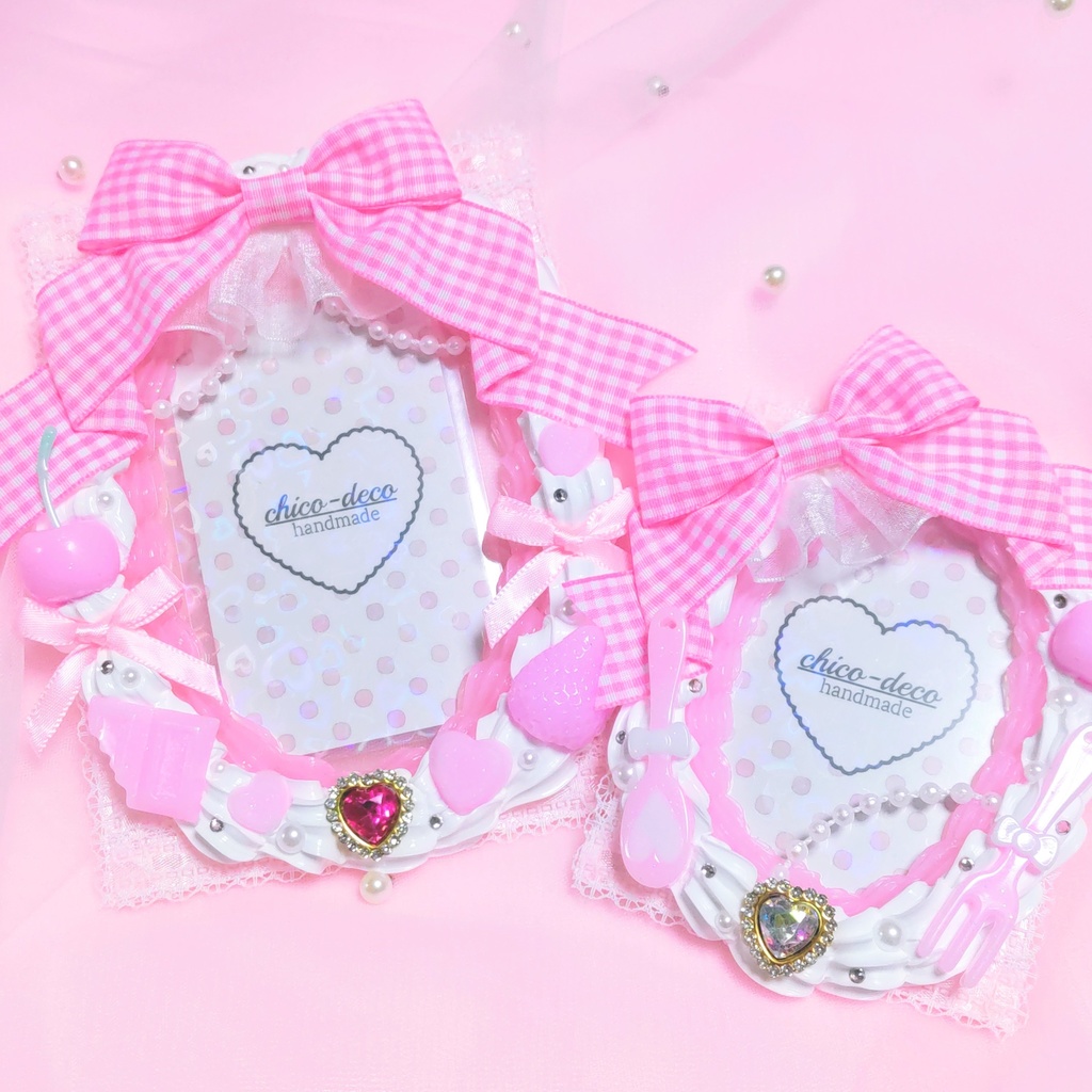 【B7 L版 】ホイップデコ ピンク リボンケーキ 硬質ケース