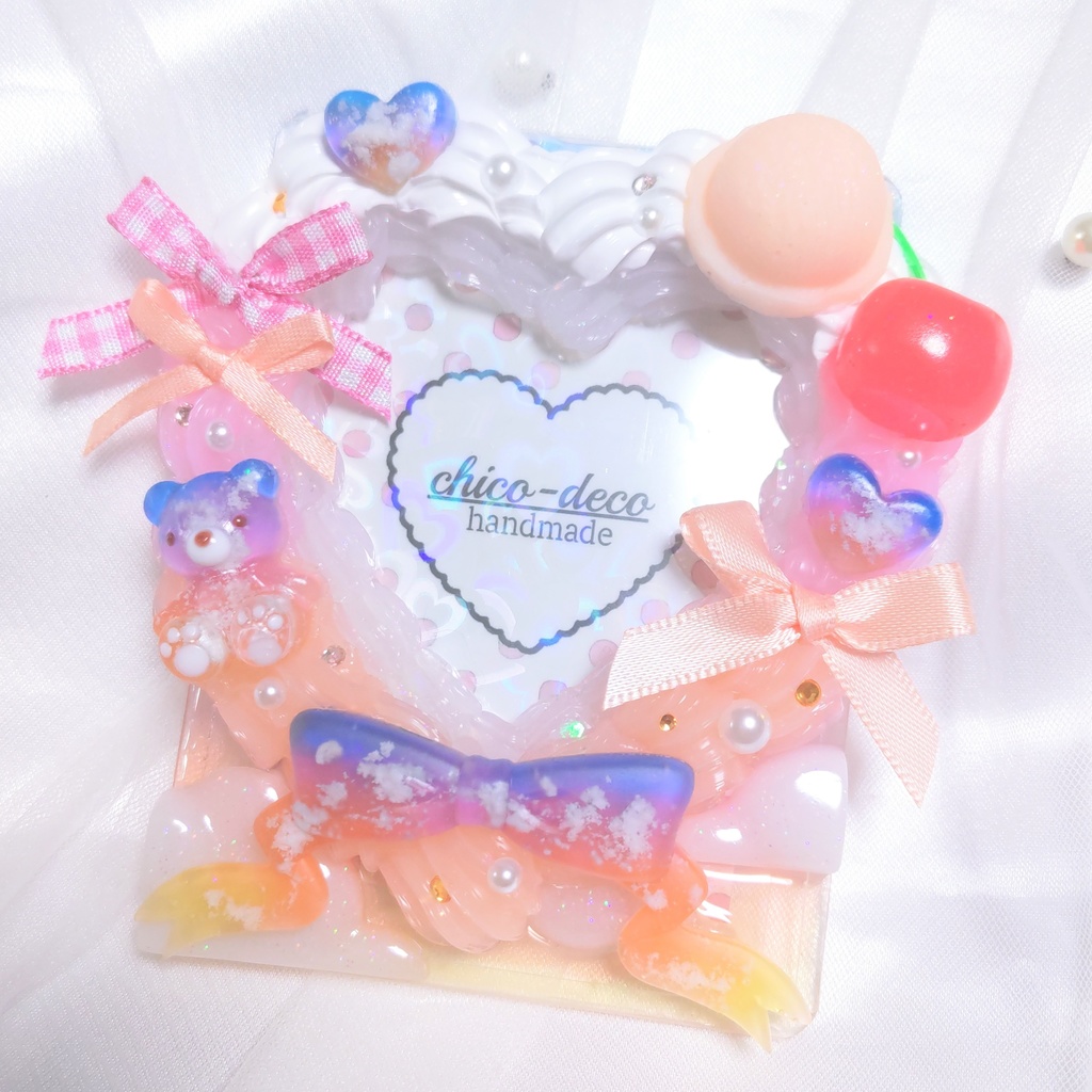 【B8 トレカ】ホイップデコ ハート 夕空クリームソーダ 空色 デコケース トレカケース