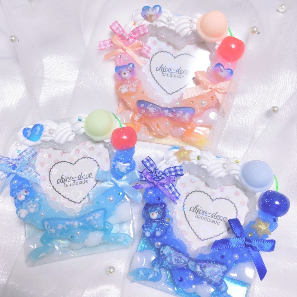 【B8 トレカ】ホイップデコ ハート 夕空クリームソーダ 空色 デコケース トレカケース