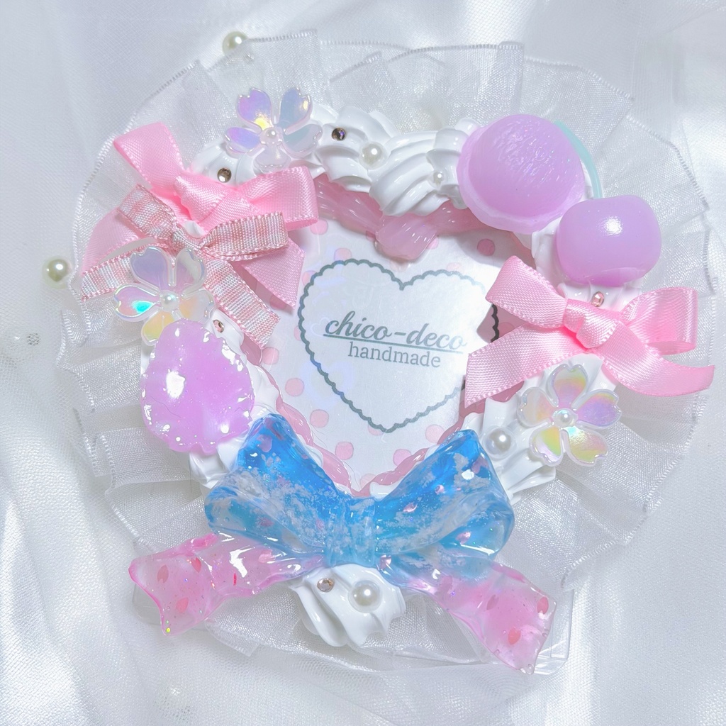 【B8 トレカ】ホイップデコ 桜 ハートケーキ 空色シリーズ デコケース 硬質