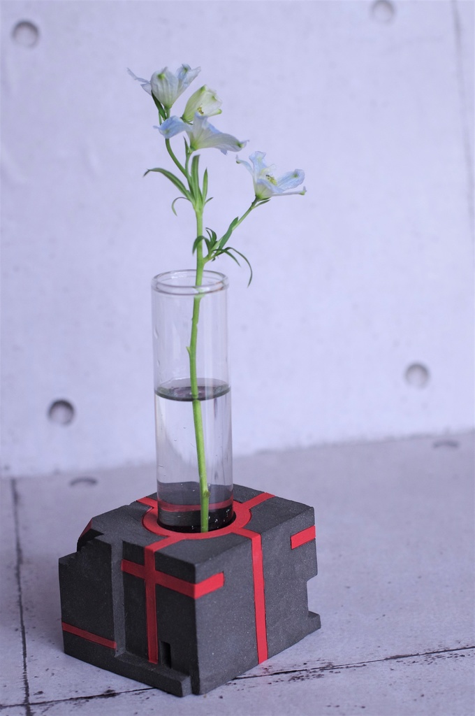 陶一輪挿し‐②‐ 黒赤