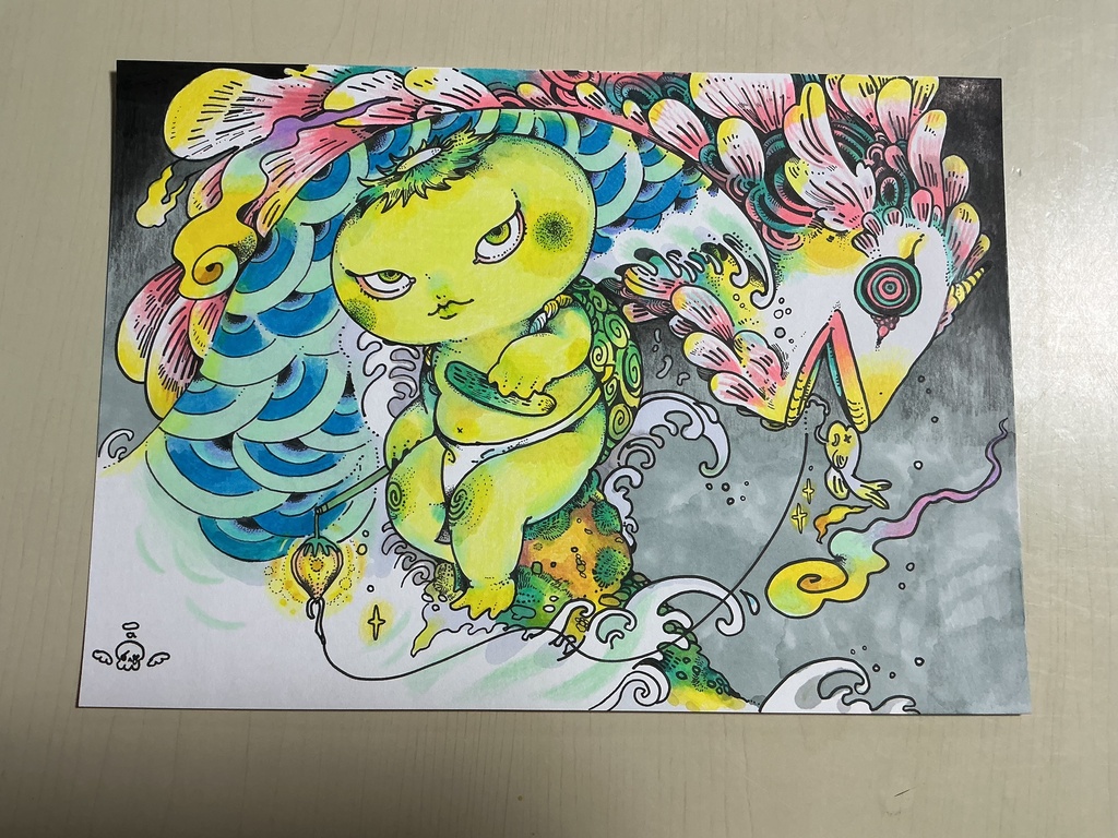 手描きイラスト原画　オリジナル　title「カッパ」A4サイズ