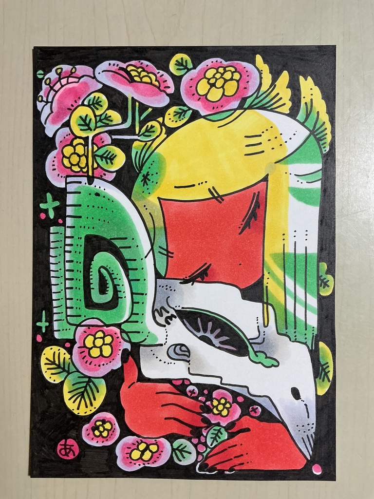 手描きイラスト原画オリジナルtitle「骨」