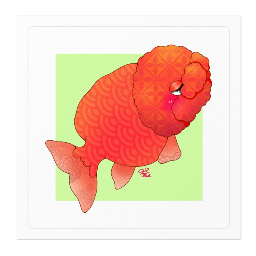 金魚ステッカー(蘭鋳)