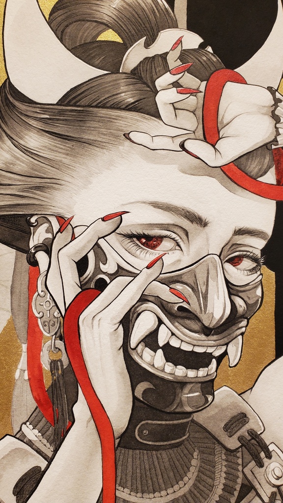 原画「面」 個展常世の國・面妖/岬ましろ