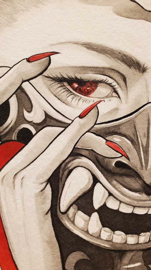 原画「面」 個展常世の國・面妖/岬ましろ