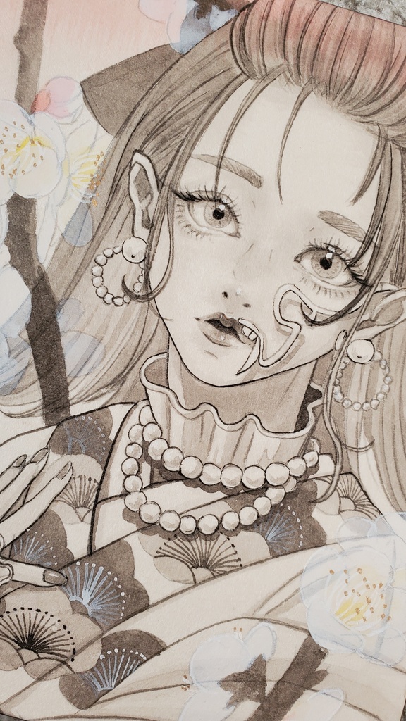 原画「雪月花」 F0号 パネル作品