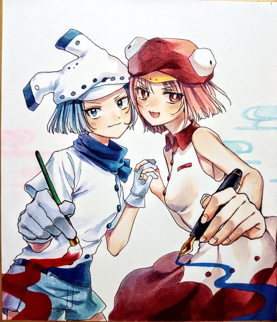 手描き色紙「うさペン」(まちゅむら祭)