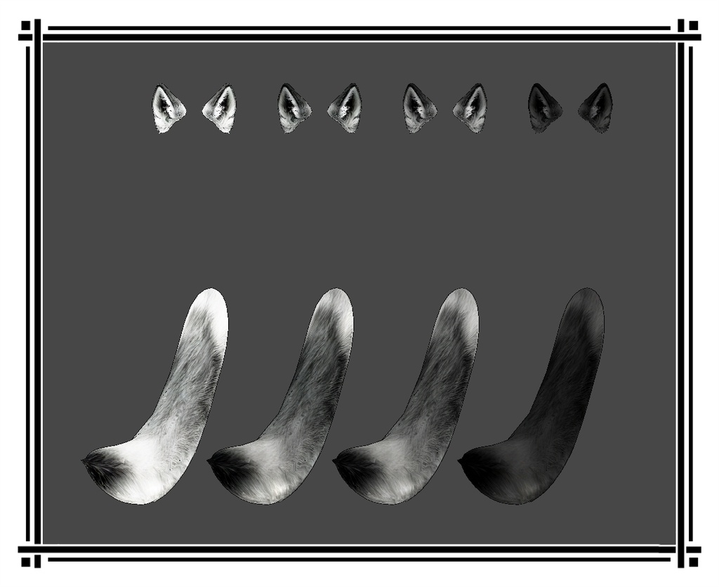 【VRChat】オオカミの耳と尻尾セット Wolf Ears & Tail Set【16 avatars/MA対応】