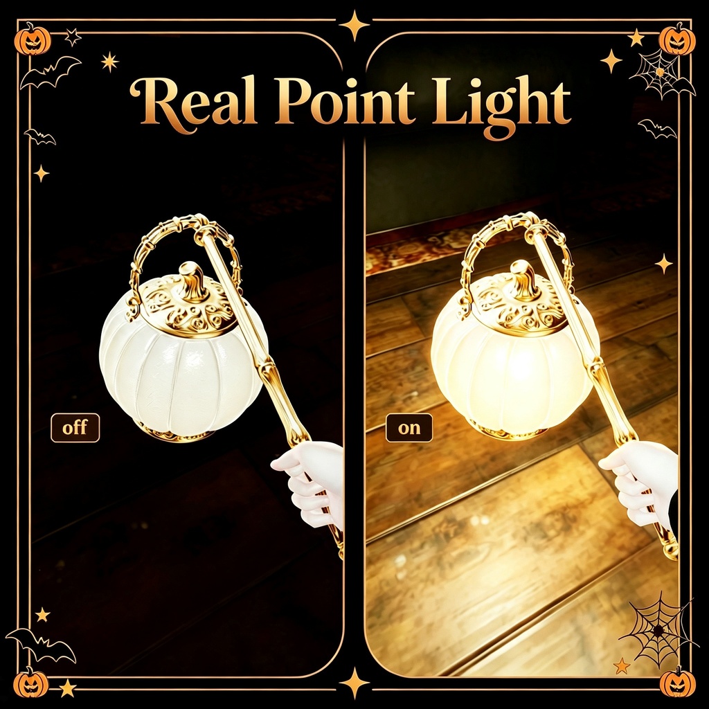 【VRChat】ハロウィンかぼちゃランタン(発光ライト付き・手持ち) Halloween Jack-O'-Lantern【18 avatars/MA対応/アバター&ワールド両対応】
