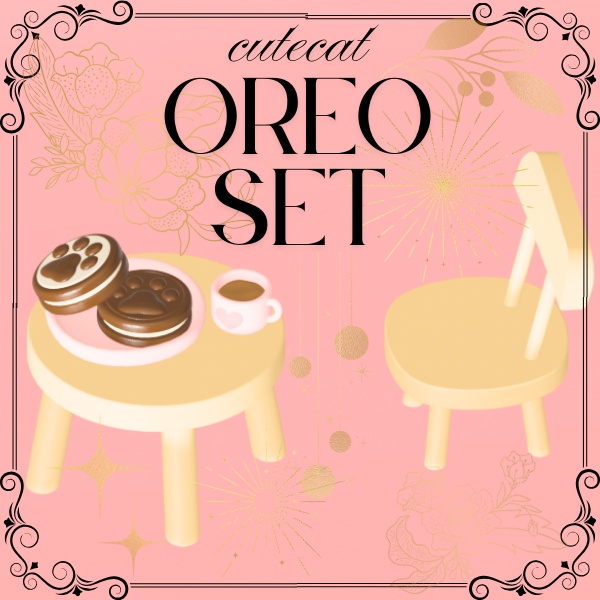 【VRC向け家具】無料にゃんこオレオ風クッキーセット