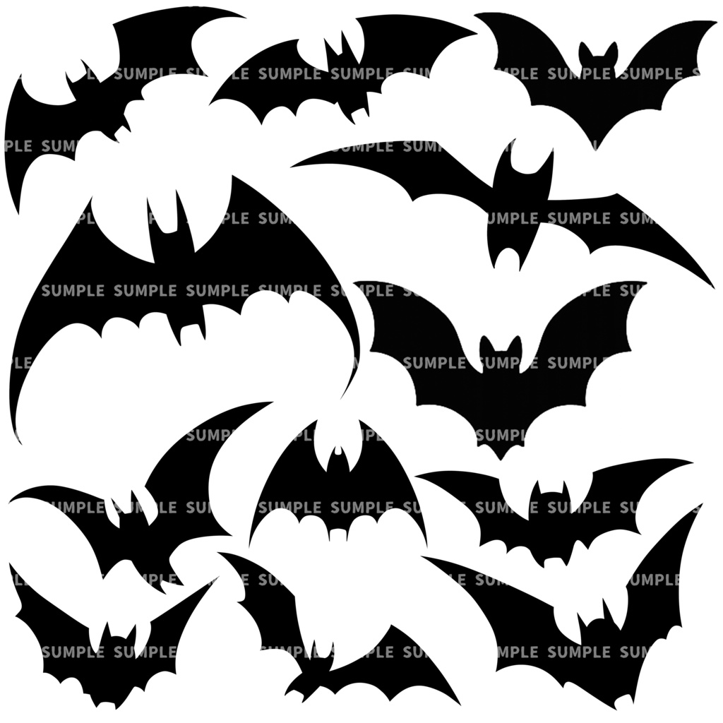 【シルエット素材】コウモリセット【全12種】