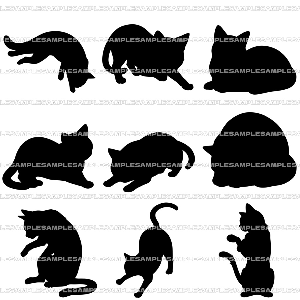 【シルエット素材】猫セット【全40種】