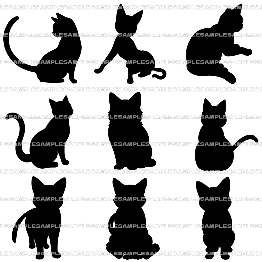 【シルエット素材】猫セット【全40種】