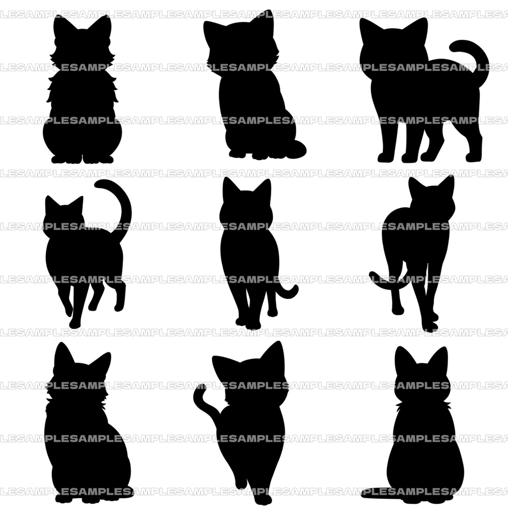 【シルエット素材】猫セット【全40種】