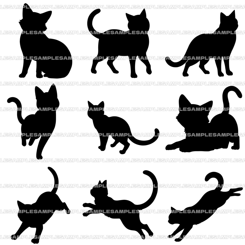 【シルエット素材】猫セット【全40種】