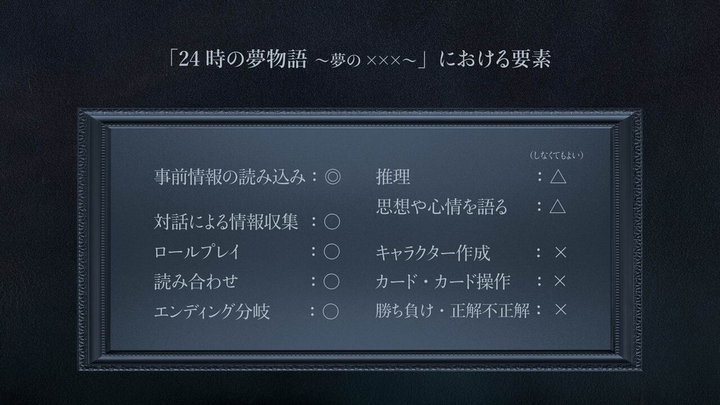 ロールプレイングノベル「24時の夢物語 〜夢の×××〜」