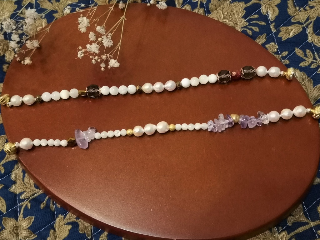 真珠と天然石のブレスレット(燭台切光忠、へし切長谷部イメージ)