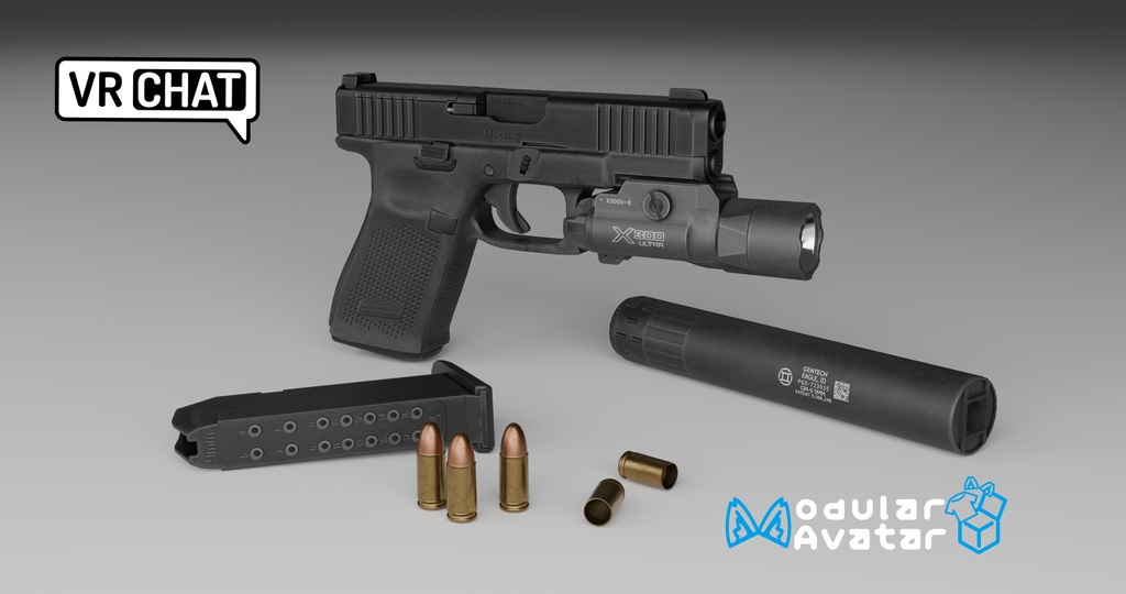 【VRChat】Glock 19 Pistol Realistic Operation SDK3.5.2+