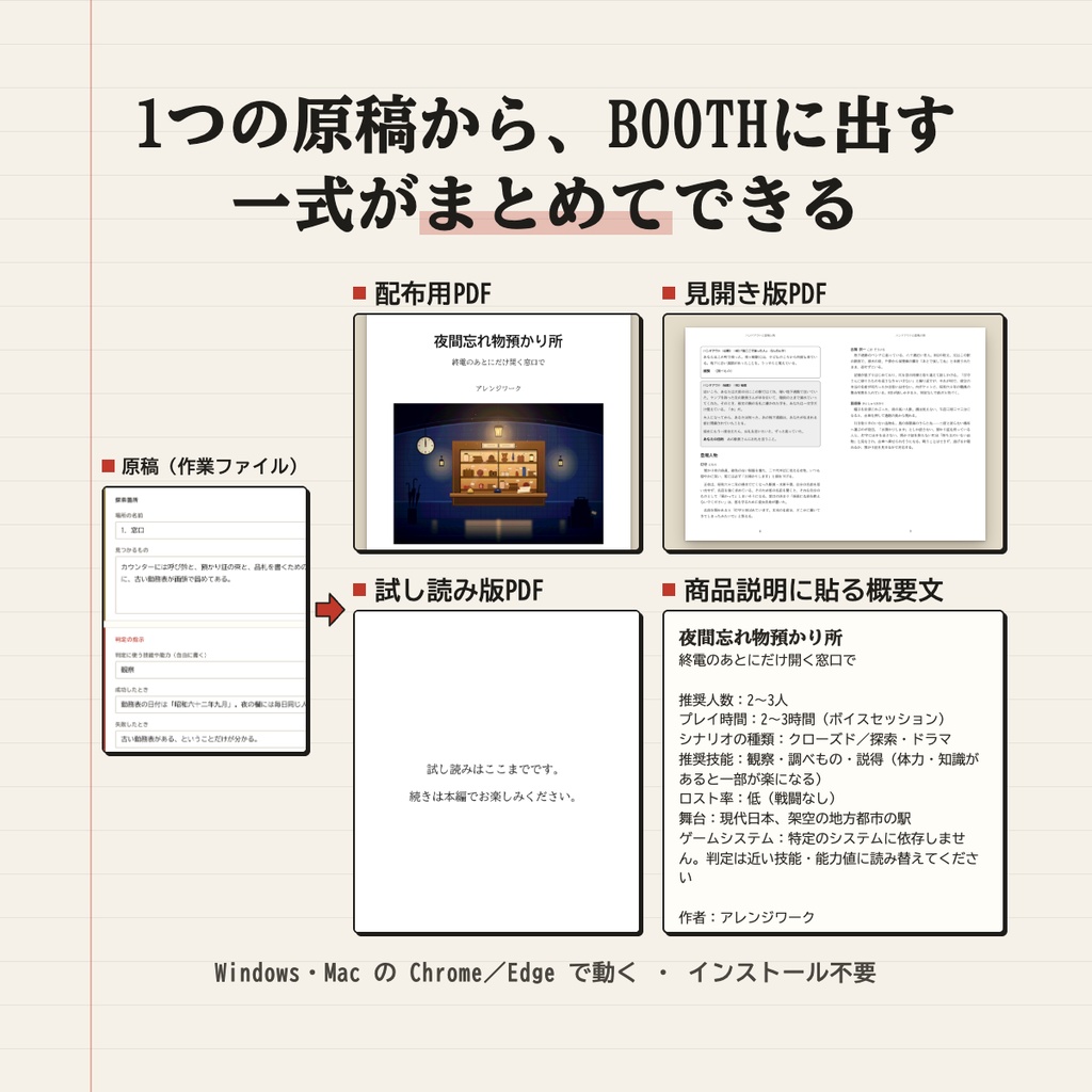 【無料・体験版】シナリオ製本室|TRPGシナリオエディタ・組版ツールの体験版と見本シナリオPDF