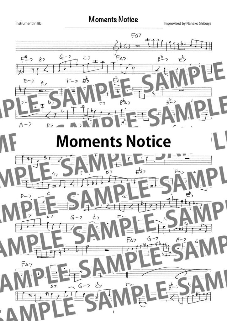 Moments Notice モーメンツ・ノーティス ジャズ アドリブソロ コピー譜