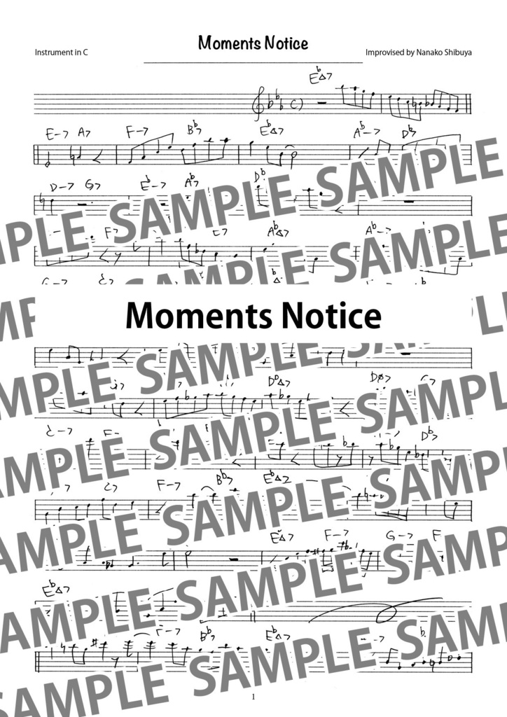 Moments Notice　モーメンツ・ノーティス　ジャズ　アドリブソロ　コピー譜