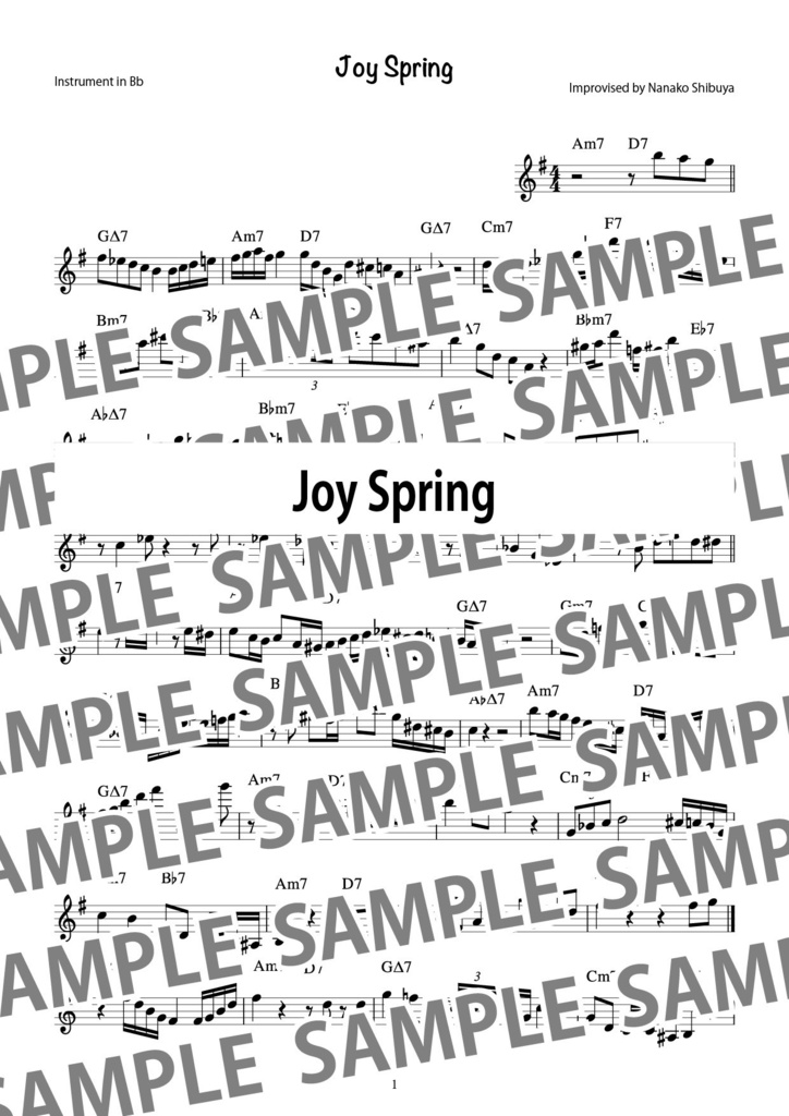 Joy Spring ジョイ・スプリング アドリブソロ コピー譜
