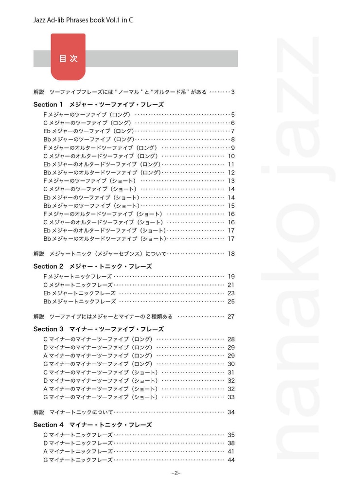 ジャズアドリブフレーズ集 Vol.1 ダウンロード版