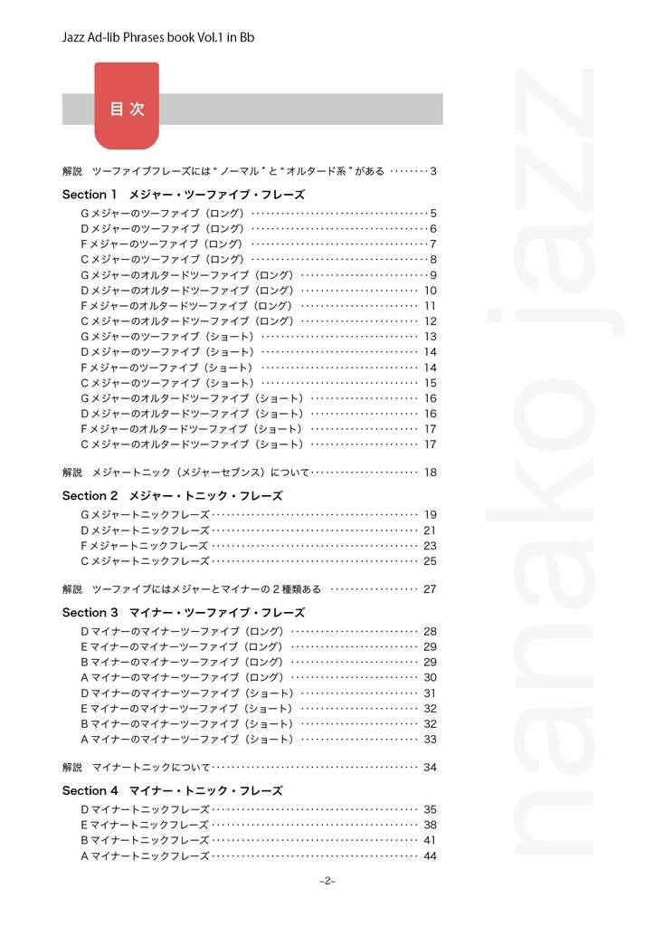 ジャズアドリブフレーズ集 Vol.1 ダウンロード版