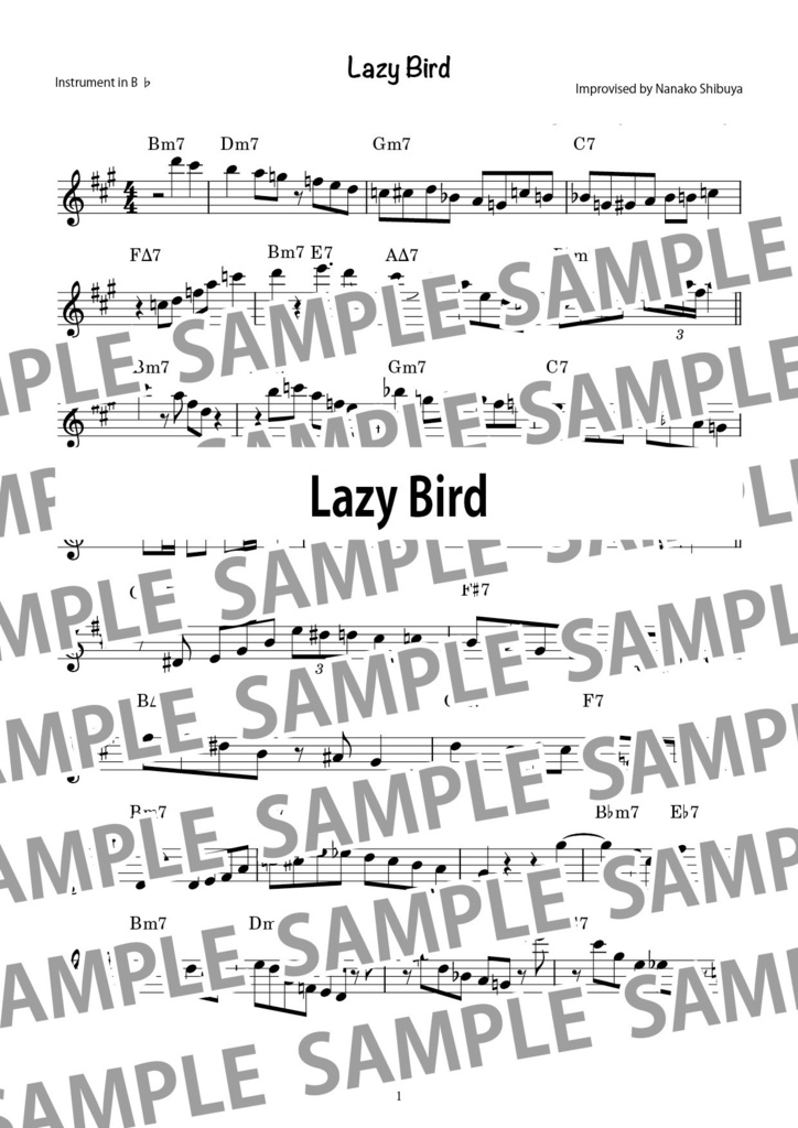 Lazy Bird レイジー・バード アドリブソロ コピー譜