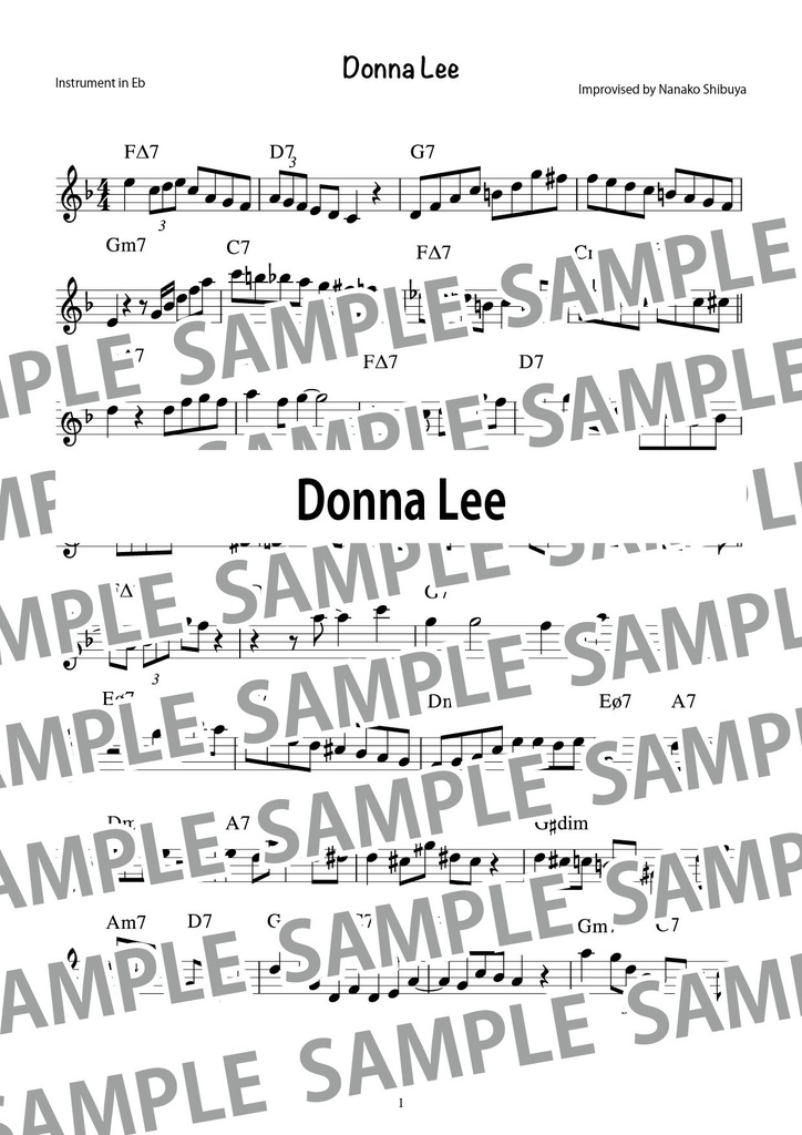 Donna Lee ドナ・リー アドリブソロ コピー譜