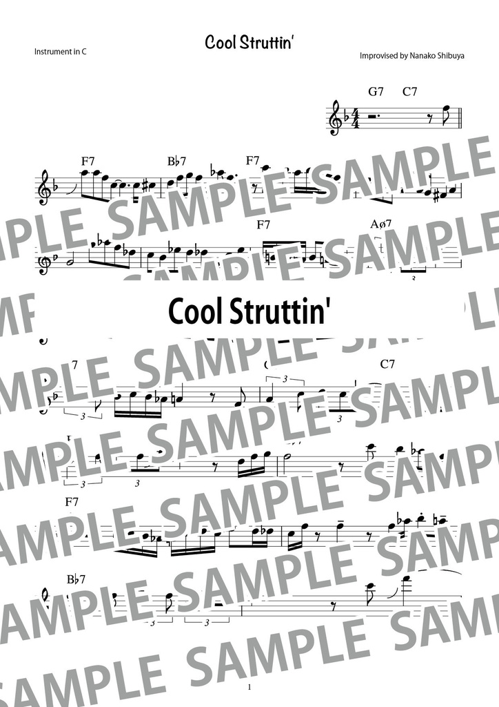 Cool Struttin' クール・ストラッティン　アドリブソロ　コピー譜