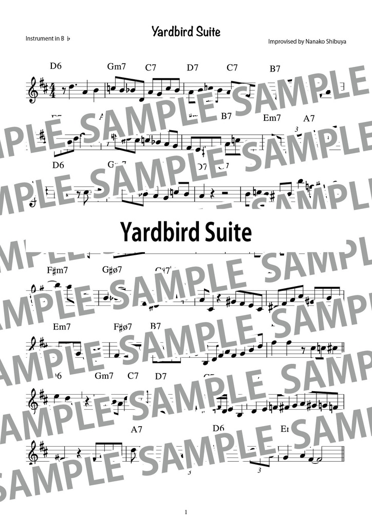 Yardbird Suite(2018年の演奏版)アドリブソロ コピー譜