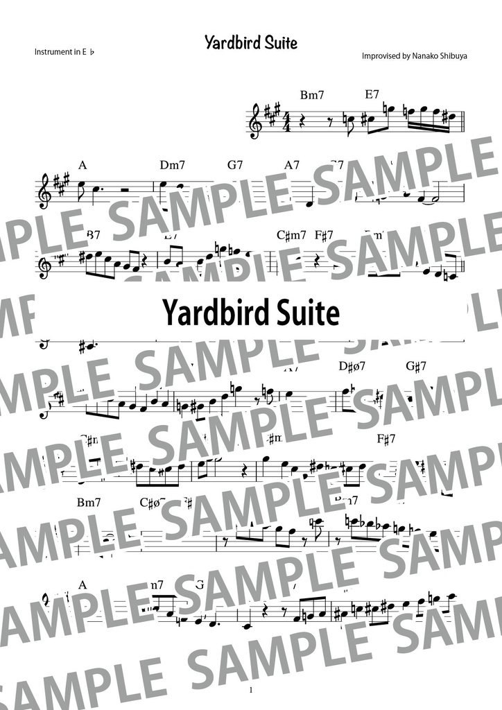 Yardbird Suite (2020年の演奏版) アドリブソロ コピー譜
