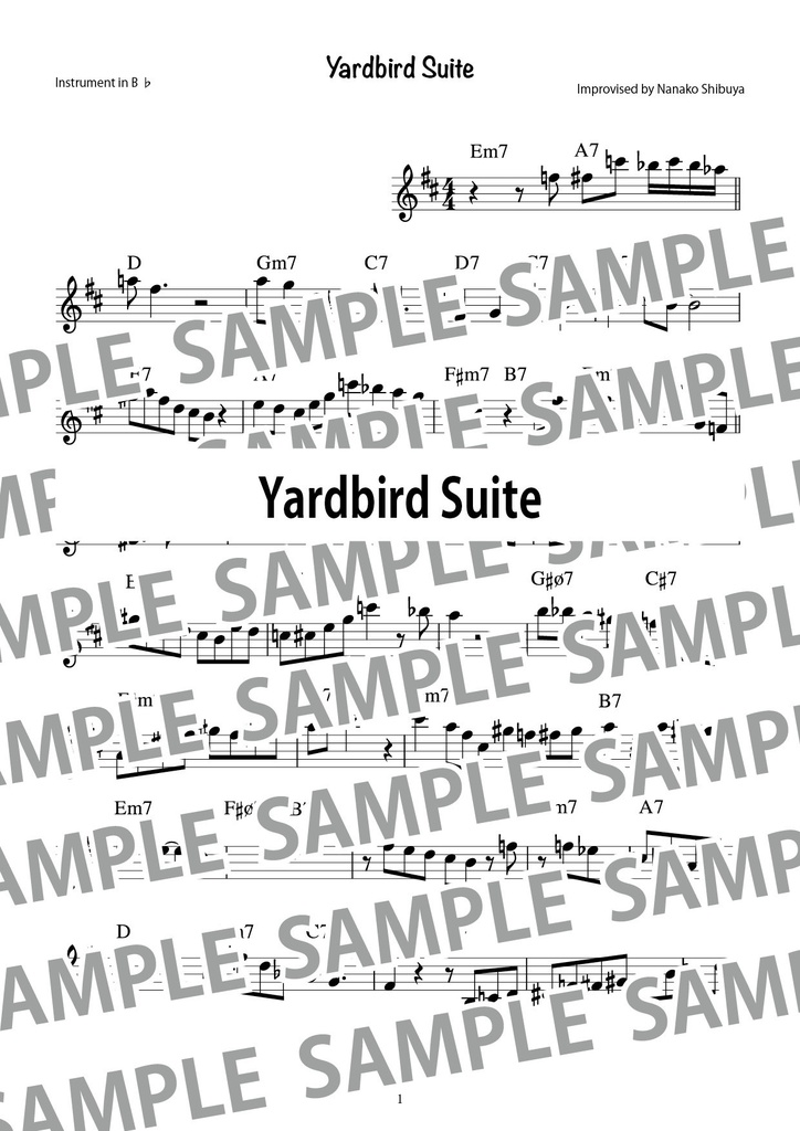 Yardbird Suite (2020年の演奏版) アドリブソロ コピー譜