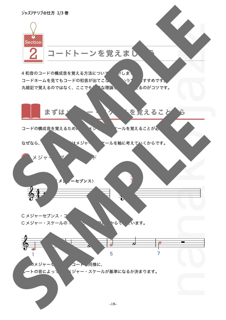 ジャズアドリブの仕方 教則本 ダウンロード版(PDF版) 全楽器対象(ト音記号表記)