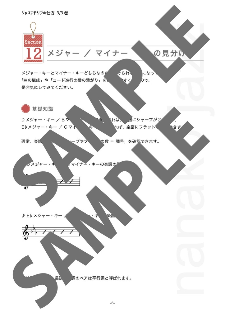ジャズアドリブの仕方 教則本 ダウンロード版(PDF版) 全楽器対象(ト音記号表記)
