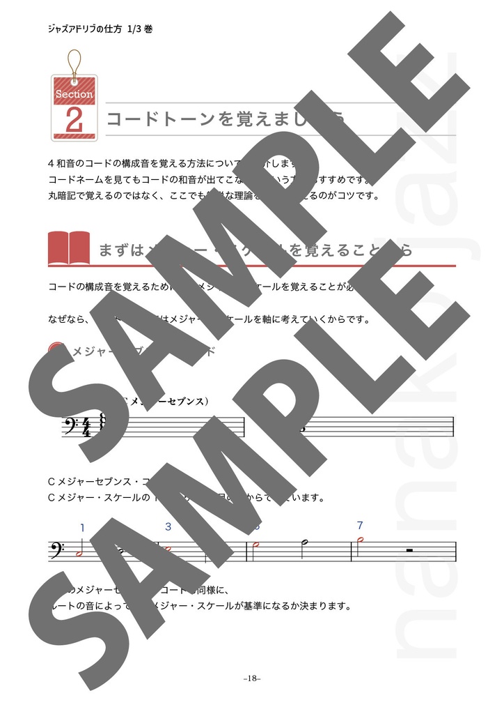 ジャズアドリブの仕方 教則本 オンデマンド印刷版 1/3巻 低音楽器用(ヘ音記号表記) オールカラー