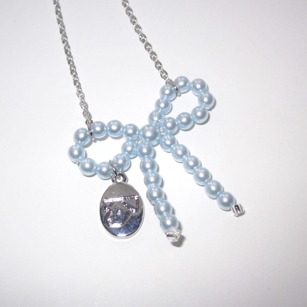 baby blue ribbon necklace