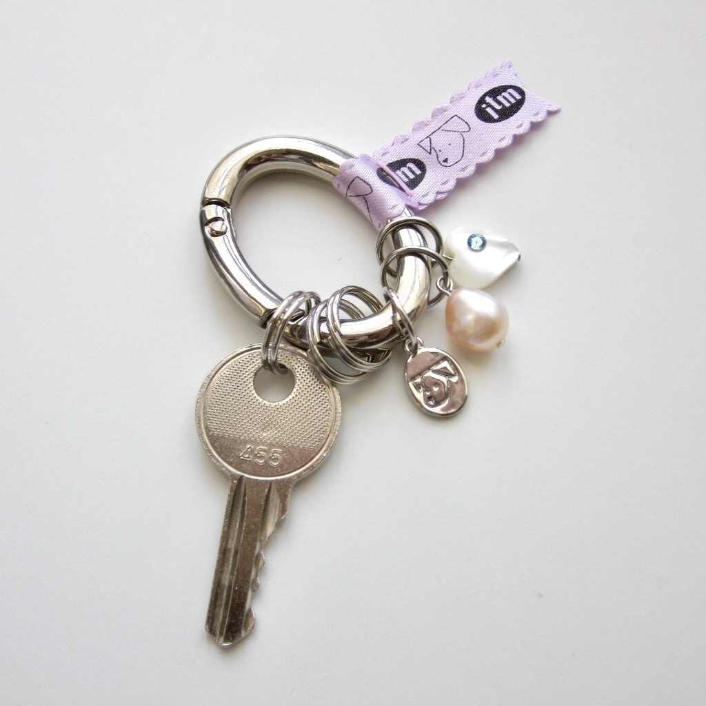 ribbon ＆ pearl keyring