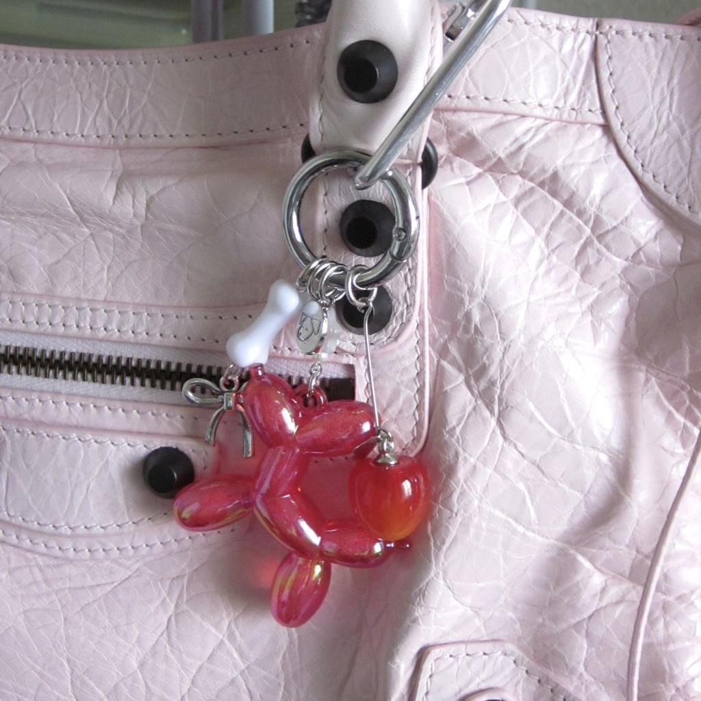 🎀ribbon&cherry balloon dog charm🍒