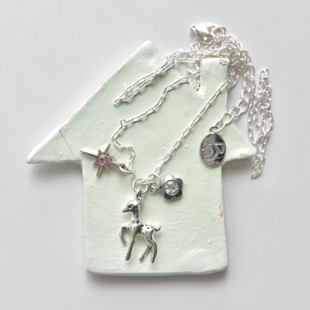 bambi & flower necklace🦌