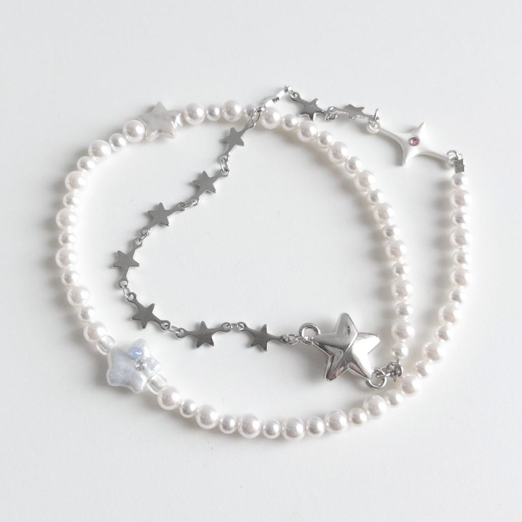 twinkle star & pearl necklace
