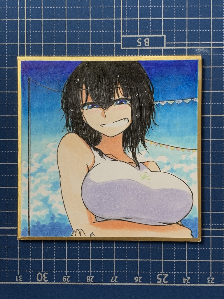 高雄 白競泳水着胸像 豆色紙