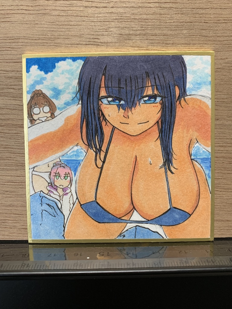 高雄水着　豆色紙 7.6×7.6cm
