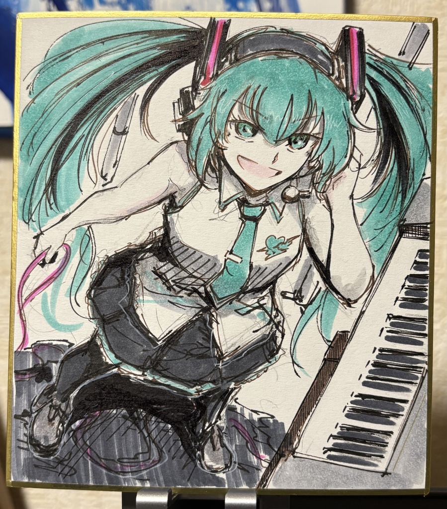 初音ミク メルト版 色紙絵 12×13cm