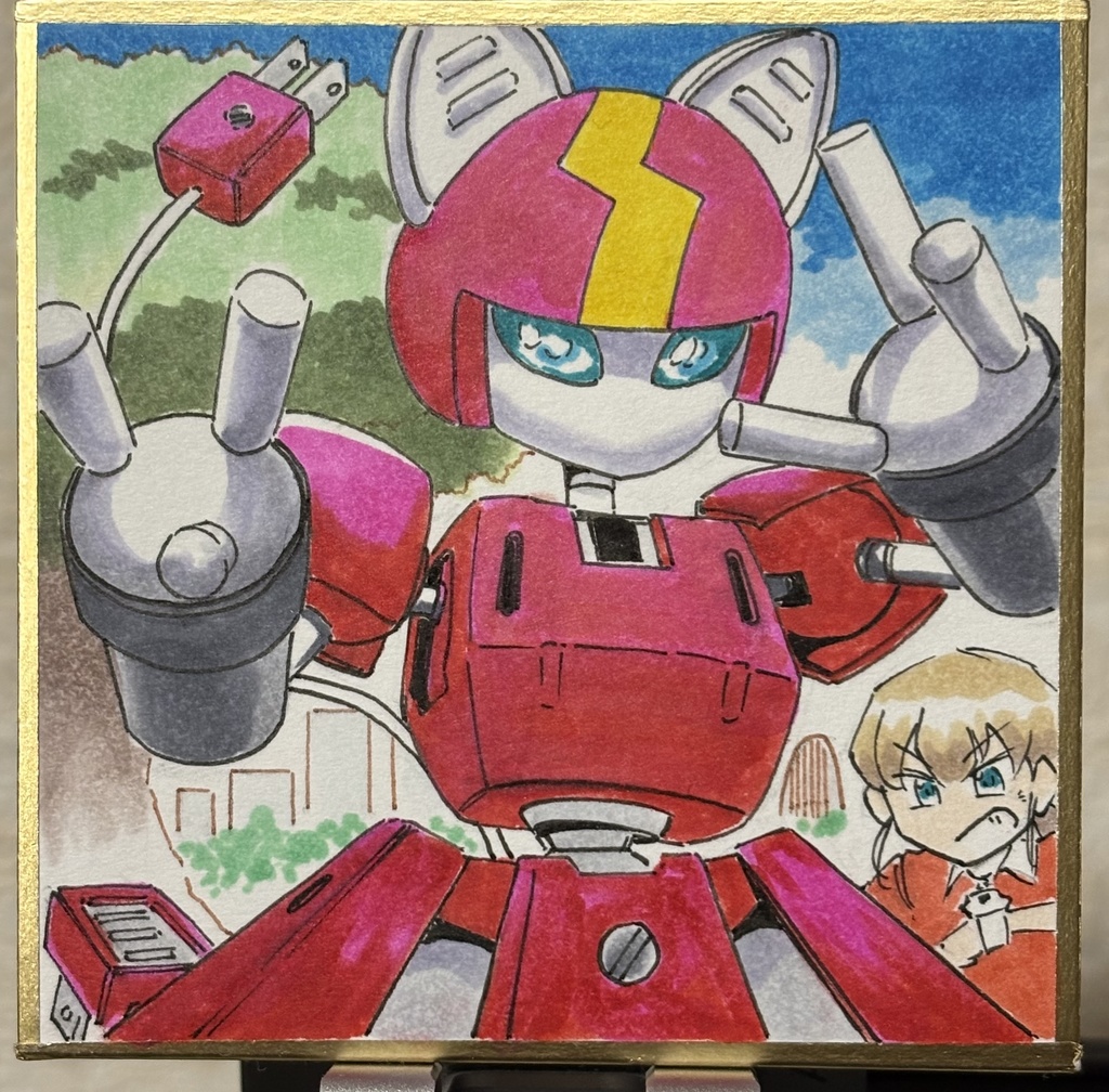 藍子様 オーダー品 マゼンタキャットとイセキ 豆色紙7.5×7.5cm